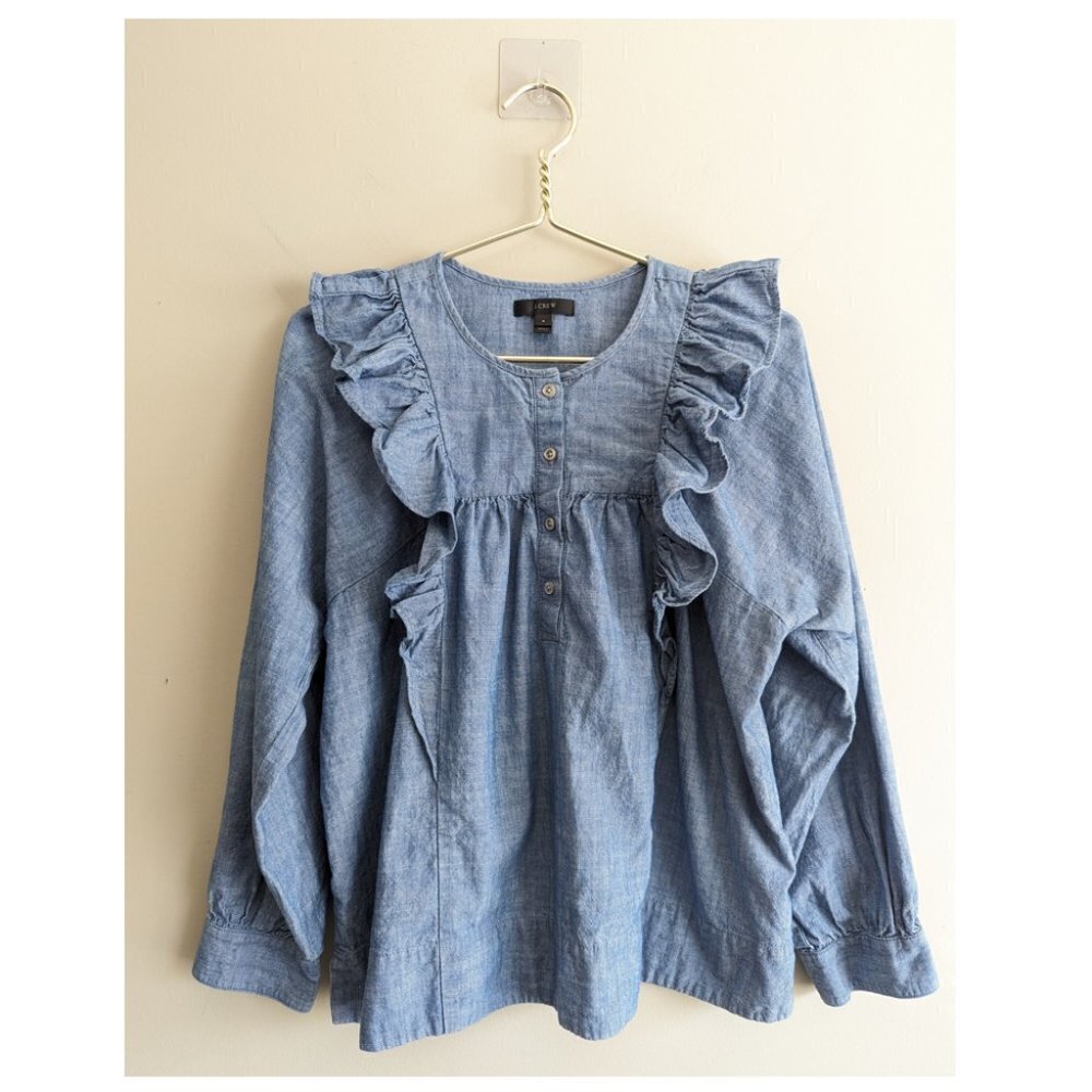 Women's Blue Ruffle Top - Picture 3 of 7